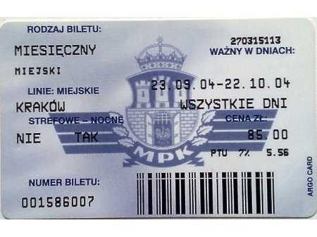 Bilet MPK Kraków 64