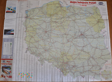 Mapa kolejowa Polski z roku 1999