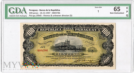 Pragwaj 100 pesos 26.12.1907 r