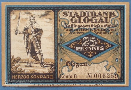 25 Pfennig 1922 r - Glogau ( Schlesien) - Glogow