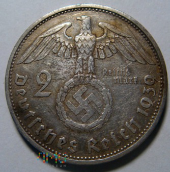 Duże zdjęcie III Rzesza, 2 marki, 1939 A, Hindenburg
