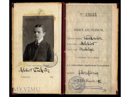 INDEKS STUDENCKI MELCHIORA WAŃKOWICZA 1912