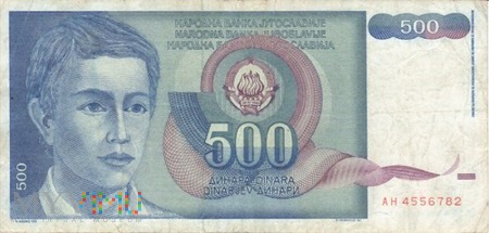 JUGOSŁAWIA 500 DINARA 1990