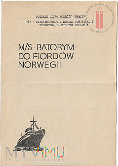 Duże zdjęcie Program wycieczki MS Batory 5.VI-13.VI.1967