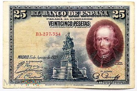 HISZPANIA 25 pesetas 1928