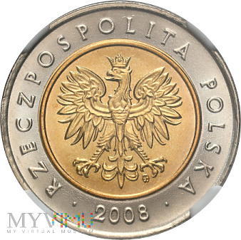 5 złotych 2008- NGC MS67