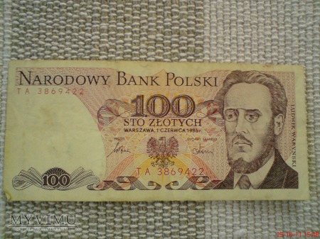 100 złotych 1986 r.