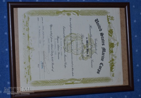 USMC honorable discharge certificate