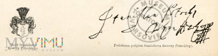 Podpis i herb Stanisława Rewery Potockiego