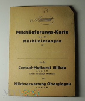 Przedwojenna karta dostawy mleka 1938