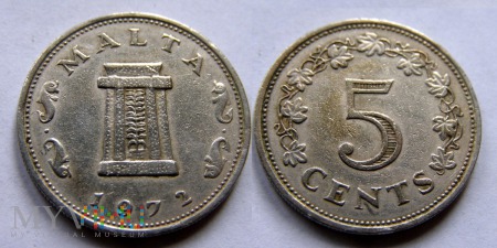 Malta, 5 Centów 1972