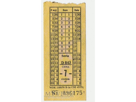 Bilet PKS - komunikacja miejska, 1979 rok.