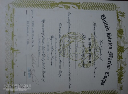 USMC honorable discharge certificate