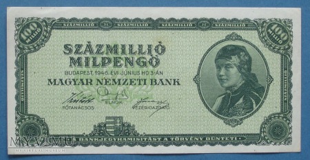 100 mln Milpengo 1946 r - Wegry - Hungary