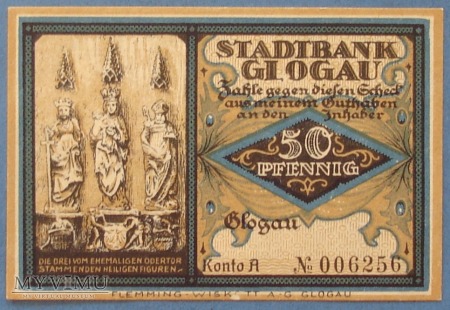 50 Pfennig 1922 r - Glogau ( Schlesien) - Glogow
