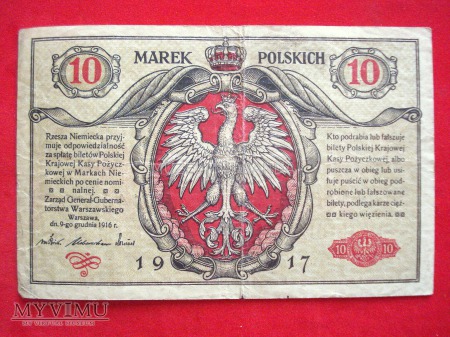 Duże zdjęcie 10 marek polskich 1916 rok