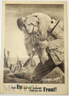Kartka żołnierz niemiecki niosący rannego