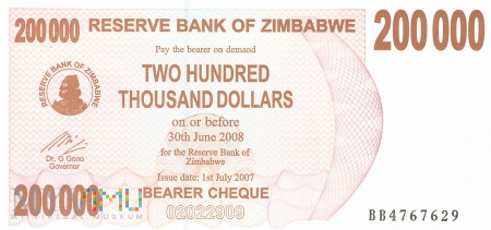 Duże zdjęcie Zimbabwe - 200 000 dolarów (2007)