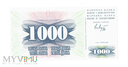 Bośnia i Hercegowina - 1000 dinara, 1992r.