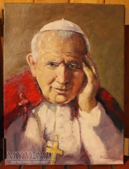 Duże zdjęcie Portret Jana Pawła II - obraz olejny 30x40