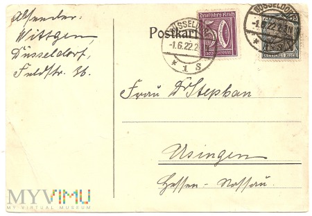Postkarte.1.6.1922-Wysł.Dusseldorf do Usingen.b