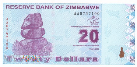 Zimbabwe - 20 dolarów (2009)