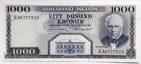 Islandia 1000 koron 1961