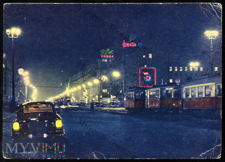 Duże zdjęcie W-wa - Al. Jerozolimskie nocą - 1964