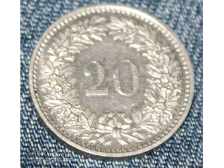 Duże zdjęcie Szwajcaria 20 centimes 1980