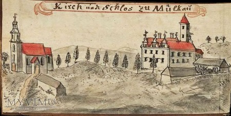 Dwór i kościół w Miłakowie - F. B. Werner XVIII w.