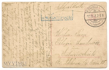 KARTKA POCZTOWA do SULMIERZYC 1917