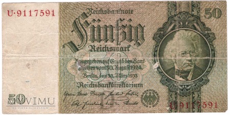 Duże zdjęcie Niemcy, 50 marek 1933r. Ser.U