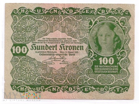 Austria.12.Aw.100 kronen.1922.P-77