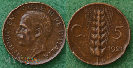 Duże zdjęcie Włochy, 1921, 5 centów