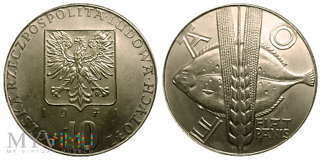 Duże zdjęcie 10 złotych, 1971, FAO - Fiat Panis