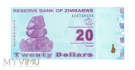Zimbabwe - 20 dolarów 2009r.