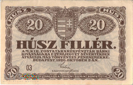 Węgry - 20 fillerów (1920)