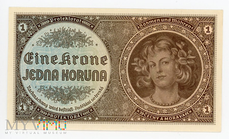 Protektorat Czech i Moraw - 1 korona 1940r. UNC