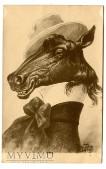 Duże zdjęcie Arthur Thiele Koń w przebraniu pocztówka