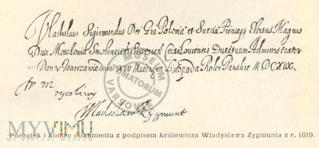 Podpis królewicza Władysława Zygmunta