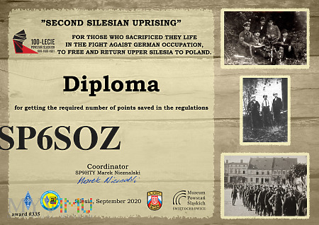 Dyplom z okazji rocznicy powstania śląskiego
