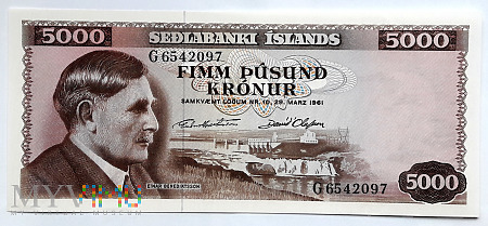 Islandia 5000 koron 1961