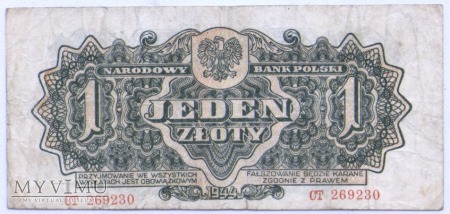 Duże zdjęcie 1 złoty - 1944 ("obowiązkowym")