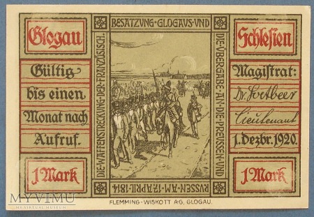 1 Mark 1920 r - Glogau ( Schlesien ) - Glogow