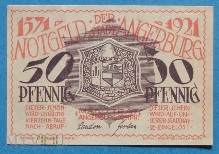 50 Pfennig 1921 - Angerburg Ostpr.- Węgorzewo
