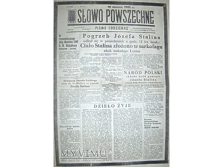 Duże zdjęcie Słowo Powszechne- pogrzeb stalina nr.58-10.03.1953