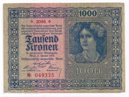 Austria.13.Aw.1000 kronen.1922.P-78