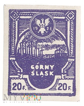 Duże zdjęcie Powstańczy znaczek pocztowy- 1921- 20 fenigów
