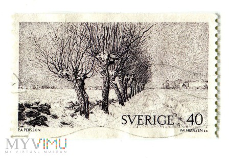 Duże zdjęcie Szwecja, Peter Adolf Persson Pejzaż zimowy 1973