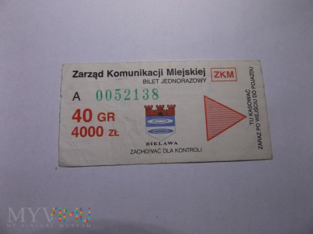 Bilet ZKM Bielawa 40 gr 4000 zł - Denominacja